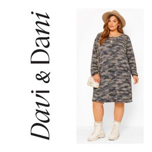 DAVI & DANI Camo Sweater Dress